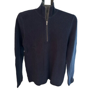 MENS AMERICAN EAGLE BLUE VINTAGE SLIM FIT LONG SLEEVE QUARTER ZIP SWEATER